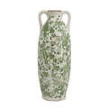 A&B Green Ceramic Floral Print Vase 15.5" - Vases Merchandise
