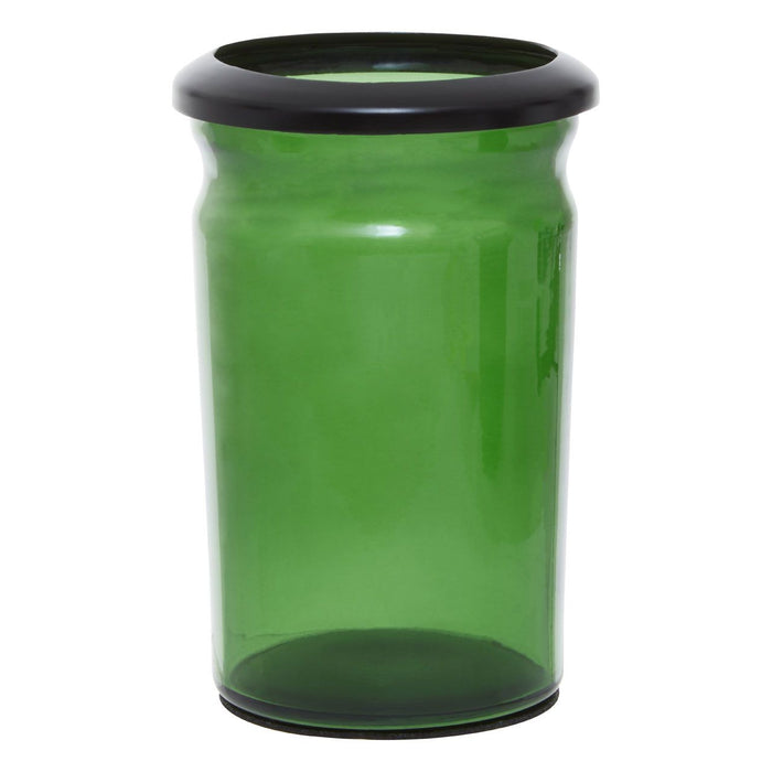 Green Glass and Black Metal Bathroom Tumbler