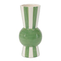 Melrose Green Striped Vase 8"H - Vases Merchandise