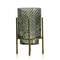 Diamond Star Grey Glass Vase with Metal Stand 3.5"D x 7.1"H - Merchandise