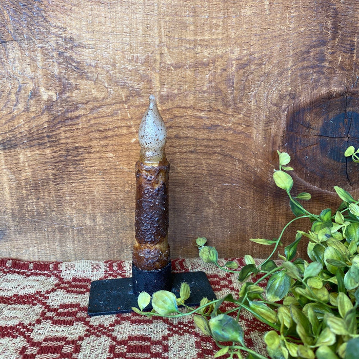 Grungy Battery Timer Taper Candle - Mustard 4" - Primitive Star Quilt Shop