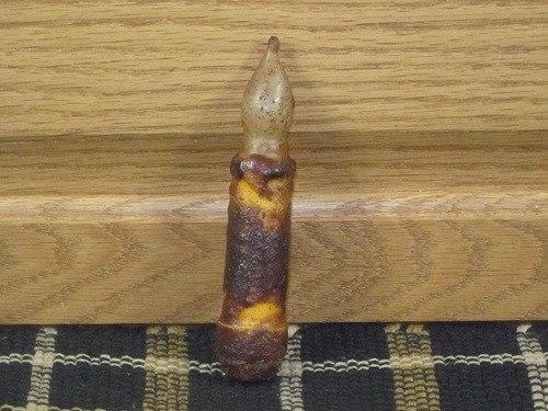 Grungy Battery Timer Taper Candle - Mustard 4" - Primitive Star Quilt Shop