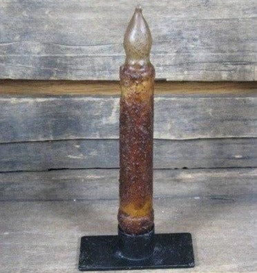 Grungy Battery Timer Taper Candle - Mustard 6" - Primitive Star Quilt Shop