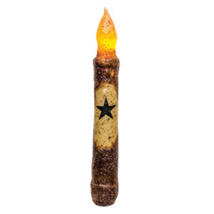 Grungy Battery Timer Taper Candle - Mustard Star 6" - Primitive Star Quilt Shop