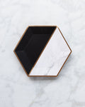 Harlow & Grey Vanity - White Marble and Black Colorblock Large Paper Plates - Pack of 8