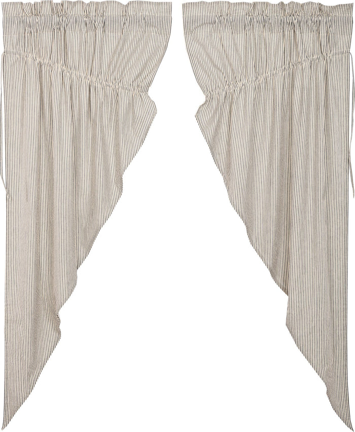 Hatteras Blue Seersucker Lined Prairie Curtains 63" - Primitive Star Quilt Shop