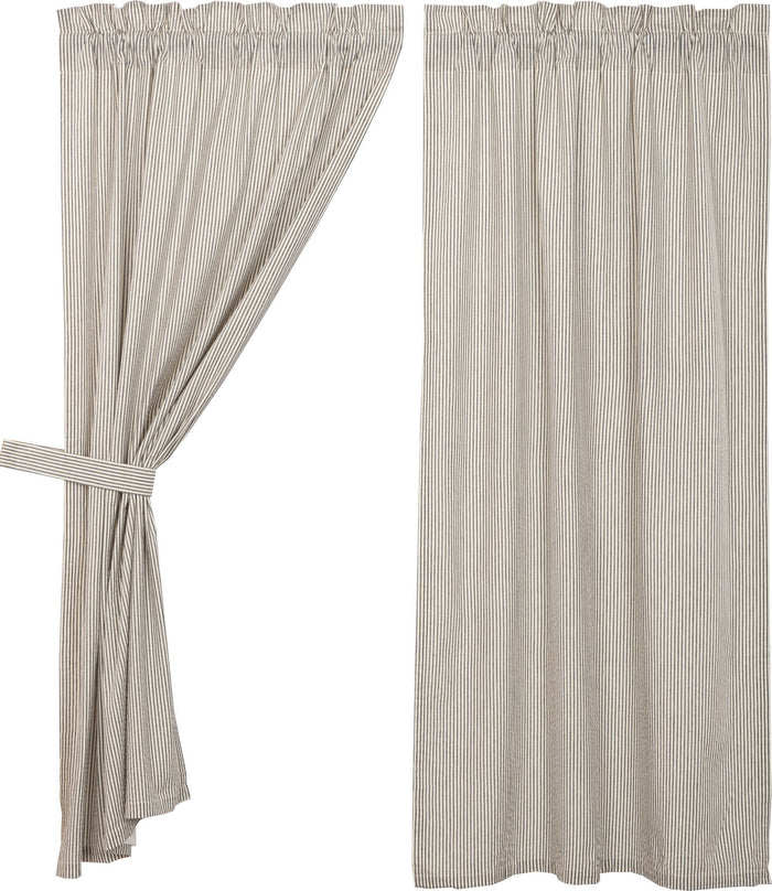 Hatteras Blue Seersucker Lined Short Panel Curtains 63" - Primitive Star Quilt Shop