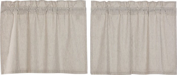 Hatteras Blue Seersucker Lined Tier Curtains 24" - Primitive Star Quilt Shop