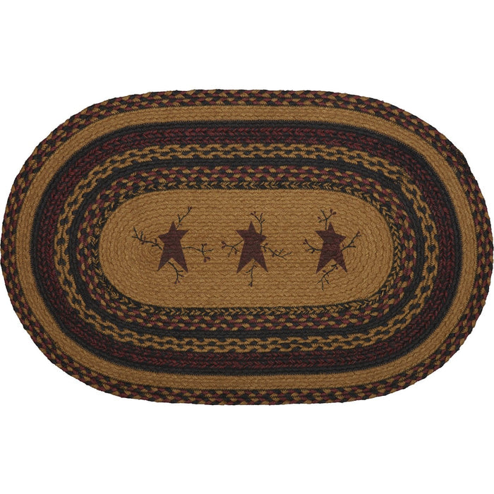 Heritage Farms Star and Pip Oval Braided Rug 20x30" - Primitive Star Quilt Shop