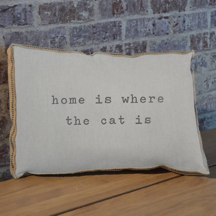Home Is Where The Cat Is White Pillow