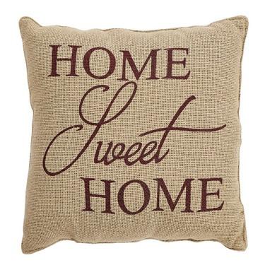 Home Sweet Home Burlap Pillow 12x12" - Primitive Star Quilt Shop