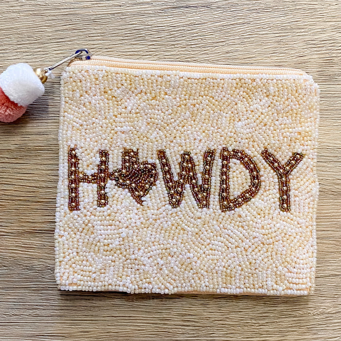 Howdy Texas Cream Beaded Pouch - Lyla's: Clothing & Gifts - Online and Rockwall Texas Boutique