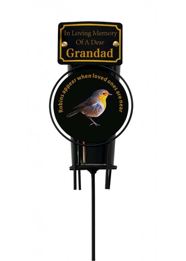 In Loving Memory Robin Spike Vase With Black Plastic Insert
