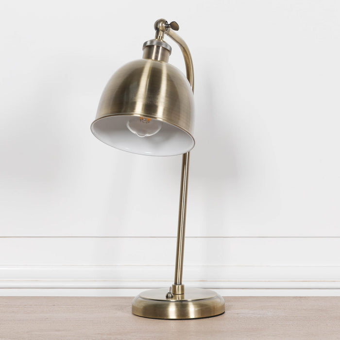 Industrial Style Satin Brass Metal Table Lamp with Shade - Modern Home Interiors