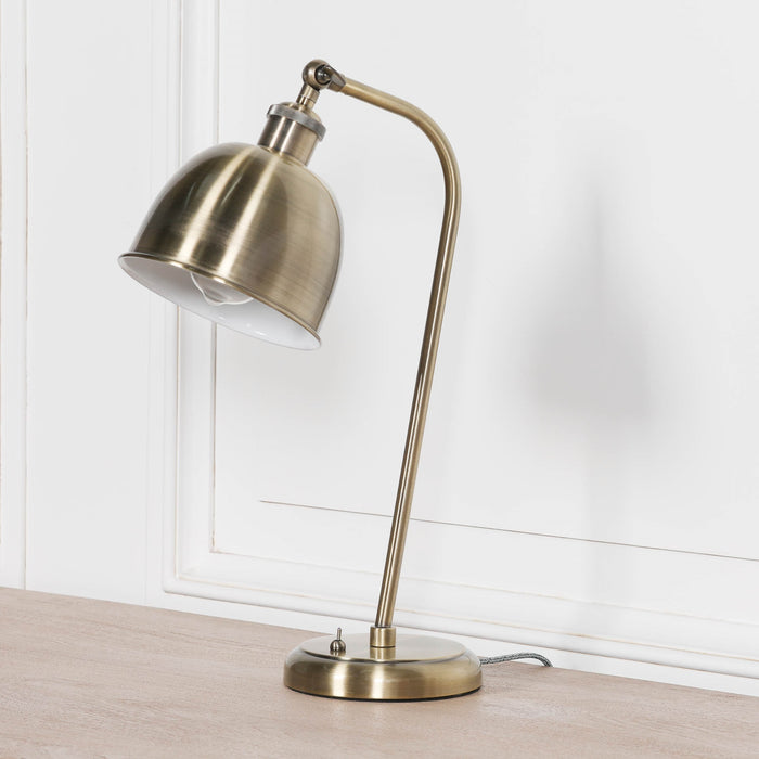Industrial Style Satin Brass Metal Table Lamp with Shade - Modern Home Interiors