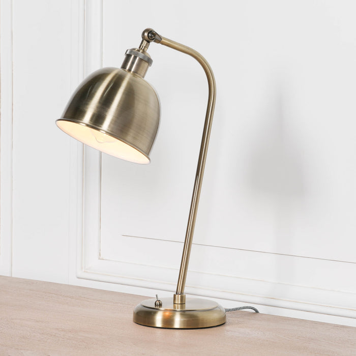 Industrial Style Satin Brass Metal Table Lamp with Shade - Modern Home Interiors