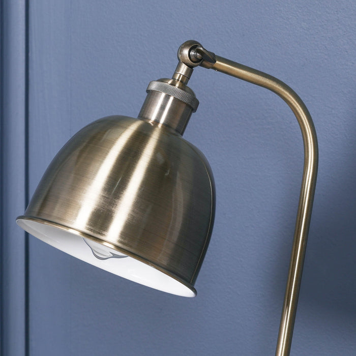 Industrial Style Satin Brass Metal Table Lamp with Shade - Modern Home Interiors
