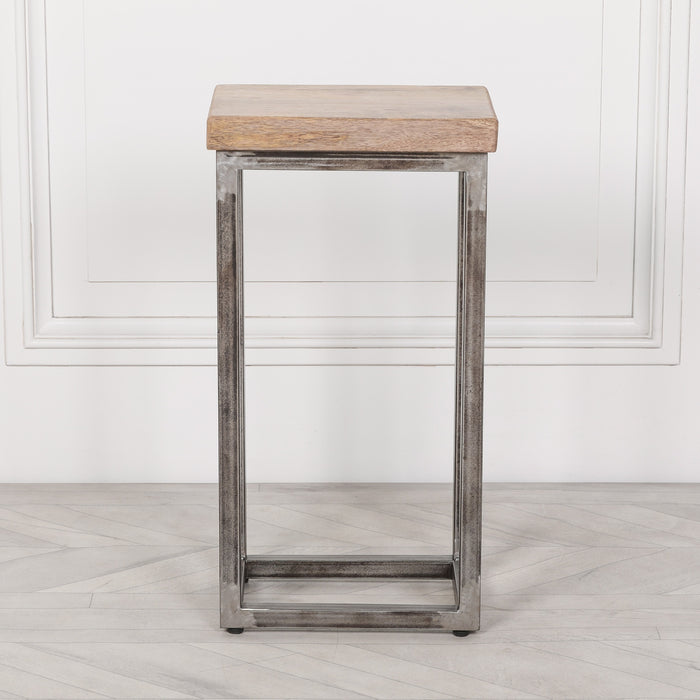 Iron Frame Log Store Side Table with Wooden Top - Modern Home Interiors