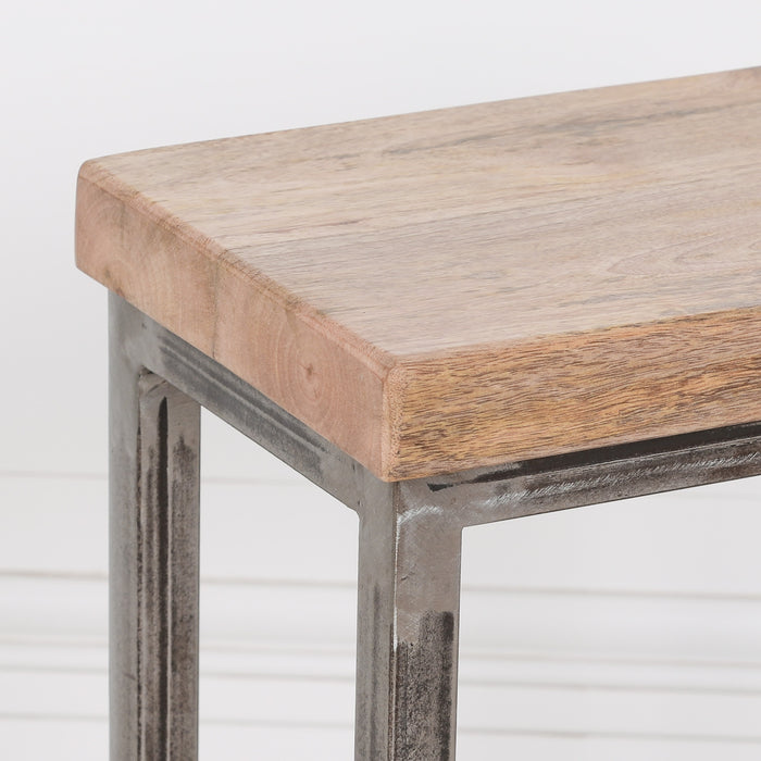 Iron Frame Log Store Side Table with Wooden Top - Modern Home Interiors
