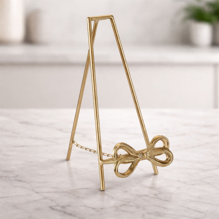 Iron-Resin Gold Bow Easel 12.5"H