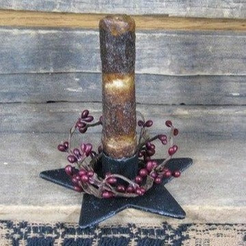 Iron Star Holder with Ivory Drip Candle - Primitive Star Quilt Shop