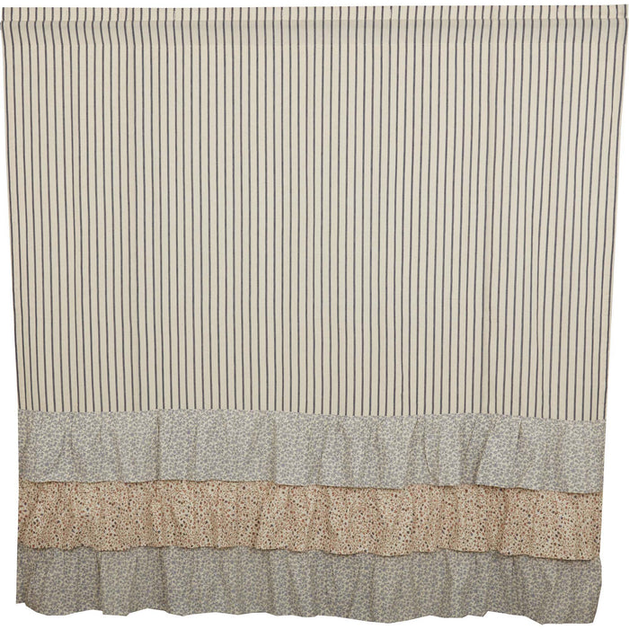 Kaila Blue Stripe Ruffled Shower Curtain - Primitive Star Quilt Shop