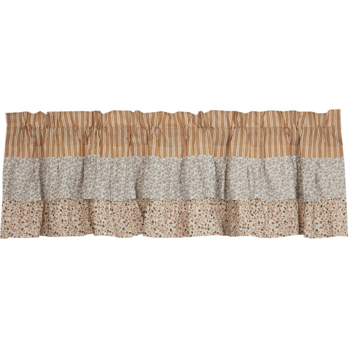 Kaila Gold Stripe Ruffled Lined Valance 60" - Primitive Star Quilt Shop