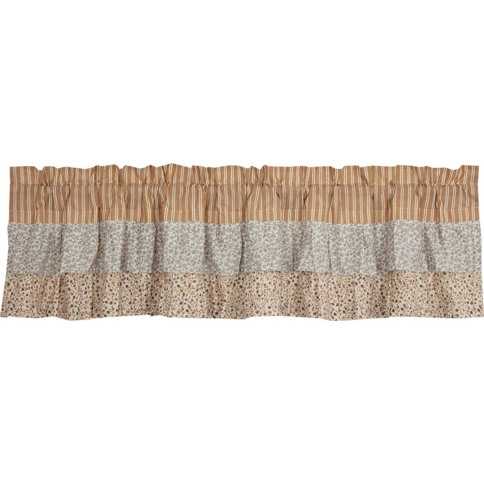 Kaila Gold Stripe Ruffled Lined Valance 72" - Primitive Star Quilt Shop
