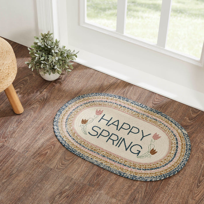 Kaila "Happy Spring" Oval Braided Rug 20x30" - Primitive Star Quilt Shop