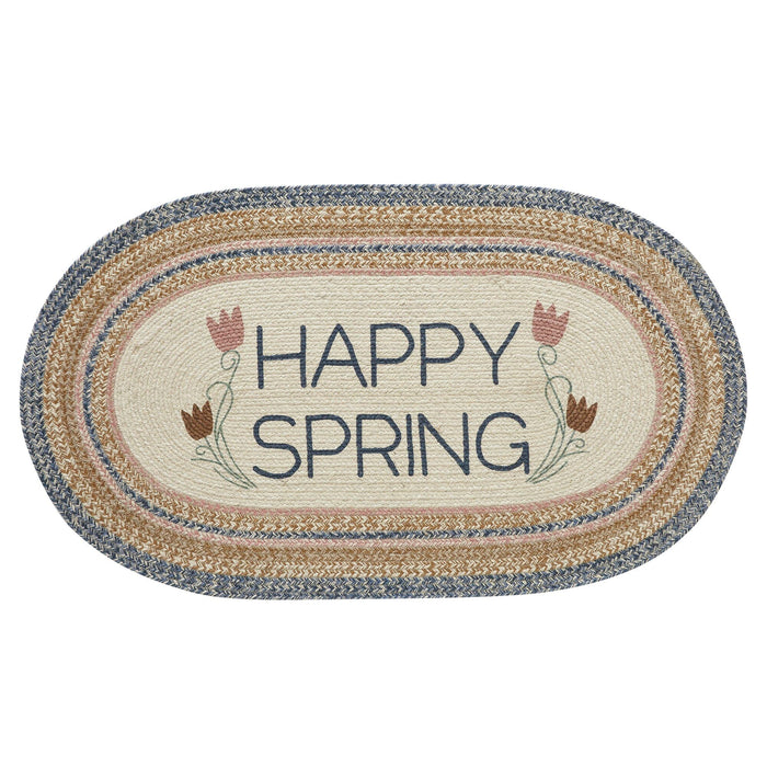Kaila "Happy Spring" Oval Braided Rug 27x48" - with Pad - Primitive Star Quilt Shop