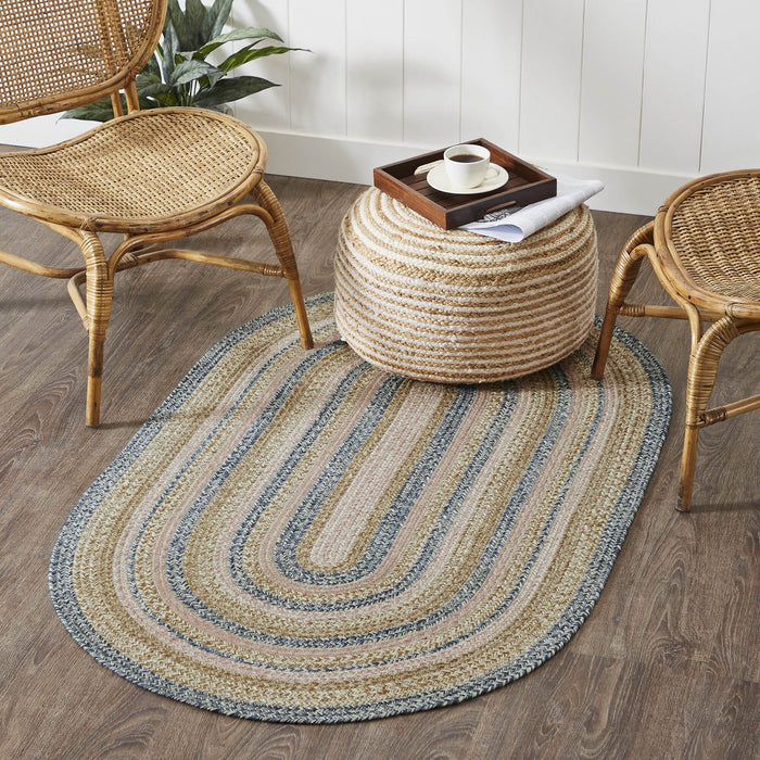 Kaila Oval Braided Rug 36x60" - with Pad - Primitive Star Quilt Shop
