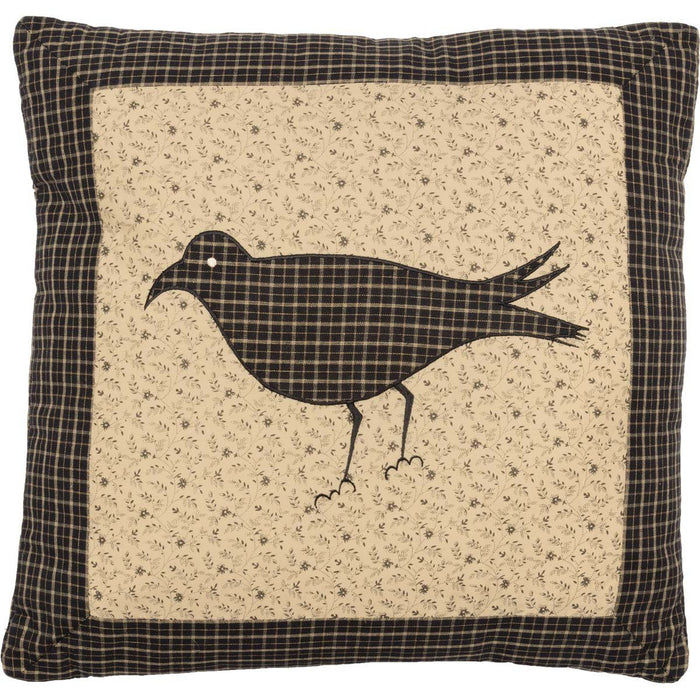 Kettle Grove Crow Fabric Pillow 16" Filled - Primitive Star Quilt Shop