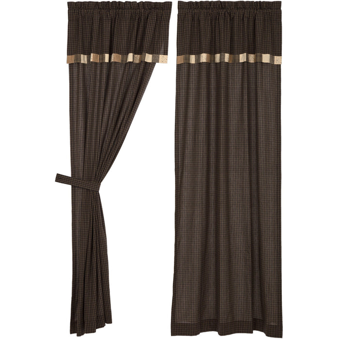 Kettle Grove Lined Panels with Attached Block Border Valance 84" - Primitive Star Quilt Shop