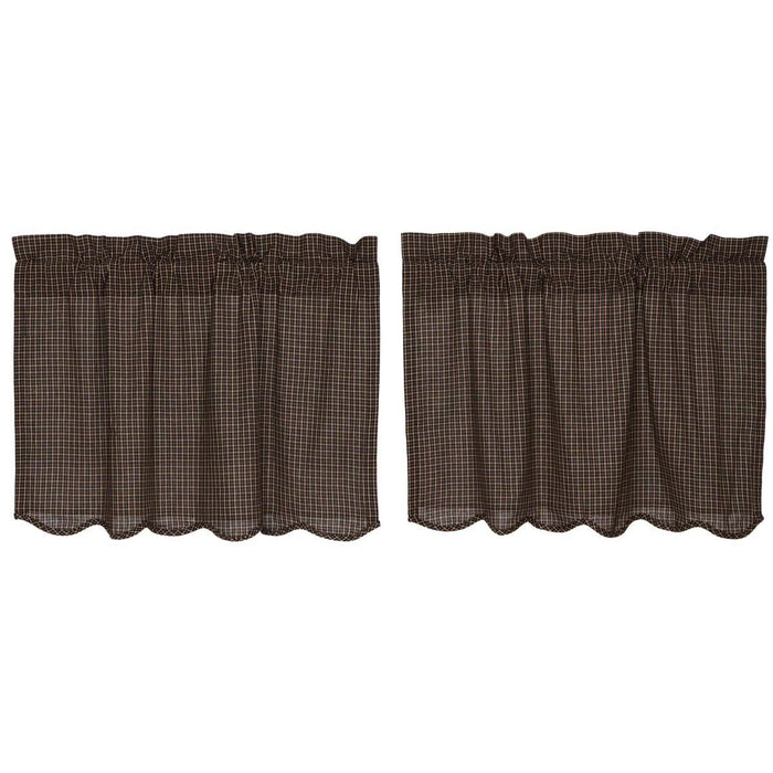 Kettle Grove Scalloped Lined Tier Curtains 24" - Primitive Star Quilt Shop