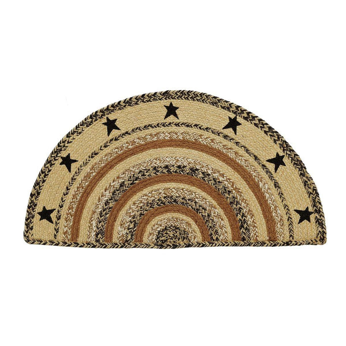 Kettle Grove Stencil Star Half Circle Braided Rug 16.5x33" - Primitive Star Quilt Shop