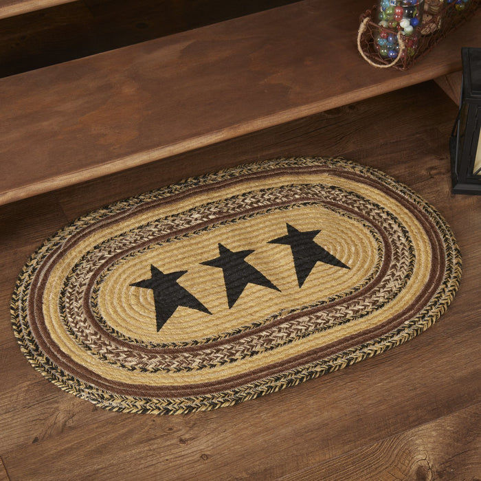 Kettle Grove Stencil Star Oval Braided Rug 20x30" - Primitive Star Quilt Shop