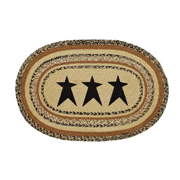 Kettle Grove Stencil Star Oval Braided Rug 20x30" - Primitive Star Quilt Shop