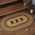 Kettle Grove Stencil Star Oval Braided Rug 24x36" - Primitive Star Quilt Shop