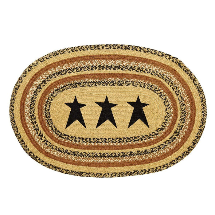 Kettle Grove Stencil Star Oval Braided Rug 24x36" - Primitive Star Quilt Shop