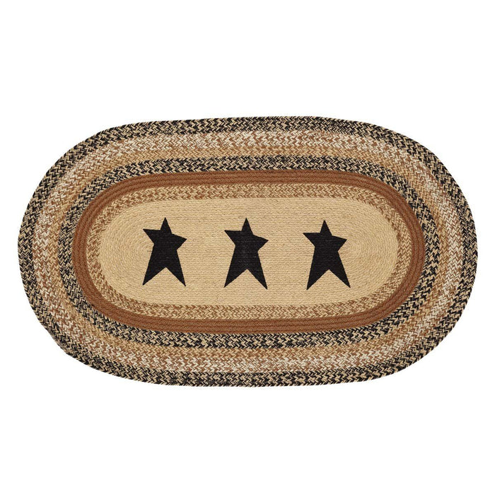 Kettle Grove Stencil Star Oval Braided Rug 27x48" - Primitive Star Quilt Shop