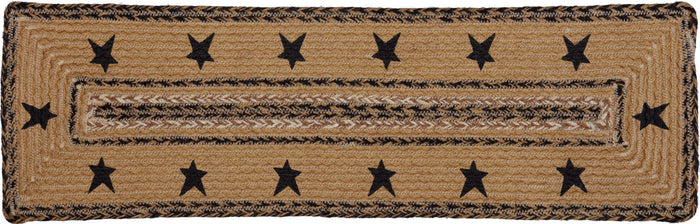Kettle Grove Stencil Stars Rectangle Braided Stair Tread Latex Backed 8.5x27" - Primitive Star Quilt Shop