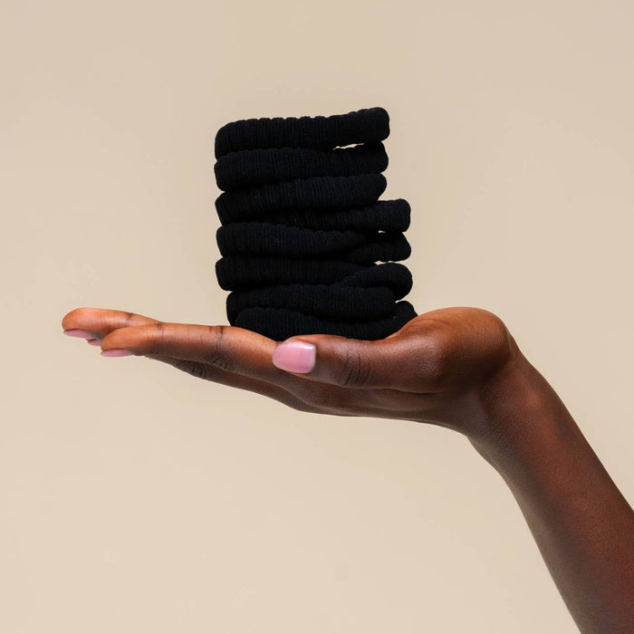 Kitsch Ribbed Hair Elastics 10pc Set - Black