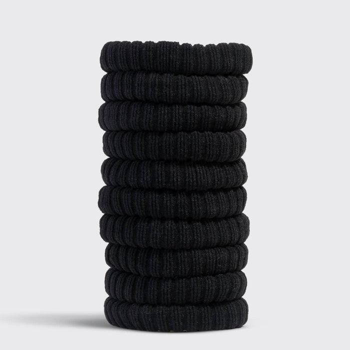 Kitsch Ribbed Hair Elastics 10pc Set - Black