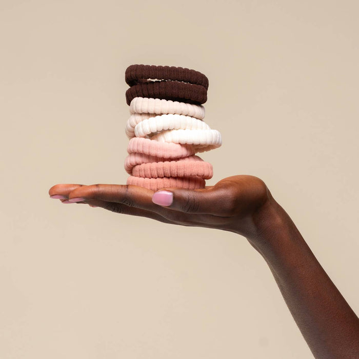 Kitsch Ribbed Hair Elastics 10pc Set - Blush