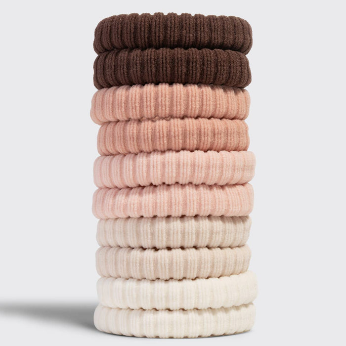 Kitsch Ribbed Hair Elastics 10pc Set - Blush