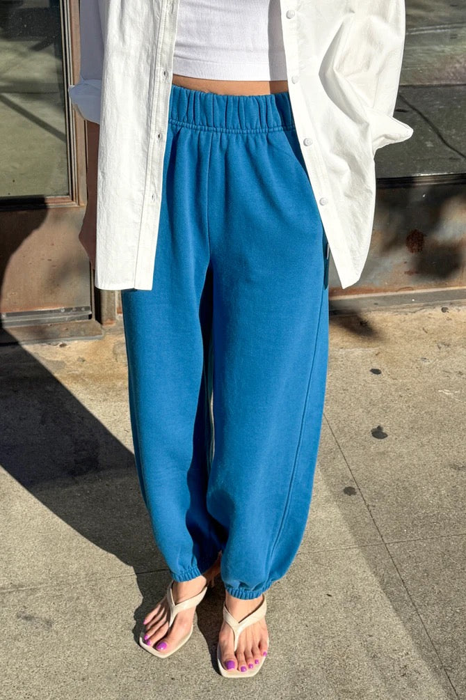 Le Bon Shoppe: French Terry Balloon Pants in Teal Blue