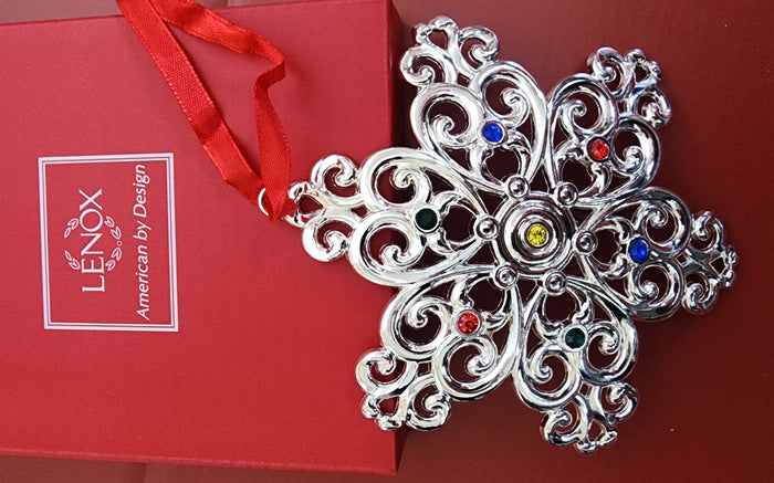 Lenox Sparkle and scroll silverplate ornament Snowflake