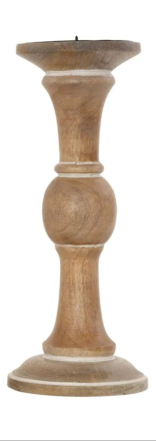 Light Brown Wood Candle Holder Large 4"x4"x10.5"
