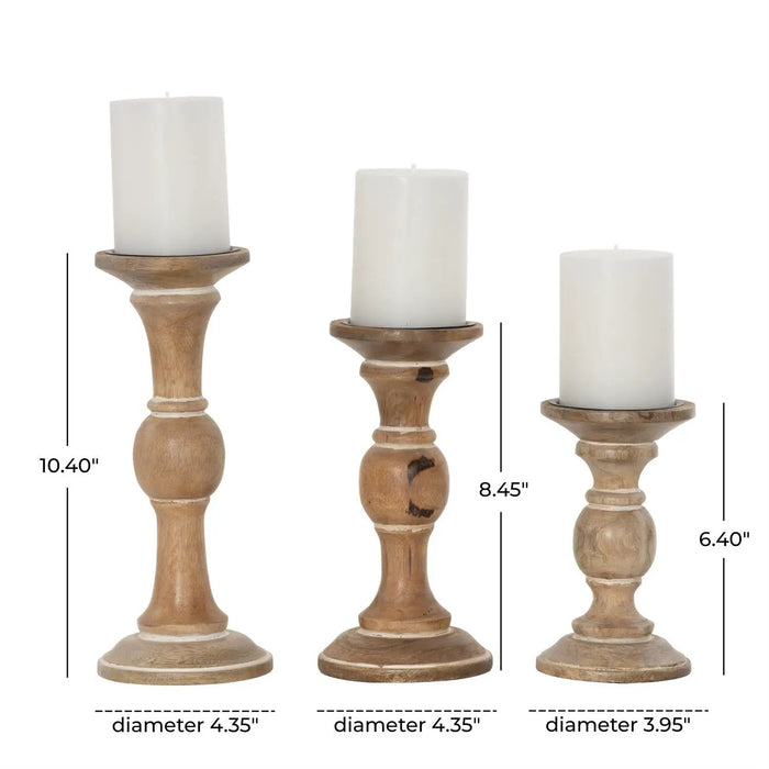 Light Brown Wood Candle Holder Large 4"x4"x10.5"