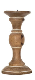 Light Brown Wood Candle Holder Medium 4"x4"x8.5"